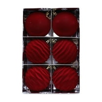 HomeDM 3.15" Christmas Balls Ornaments for Christmas Tree Thanksgiving Party Decoration, 6pcs Flocked Christmas Ball Ornaments Home Xmas Tree Holiday Decor Red