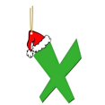 thumbnail image 1 of HomeDM 3.15" Christmas Tree 26 Letters Ornaments, A to Z Alphabet Ornaments, Green Decorative Hanging Pendant, Key Chain, Gift Wrapping and Christmas Holiday Decor, 8cm, Letter X, 1 of 3