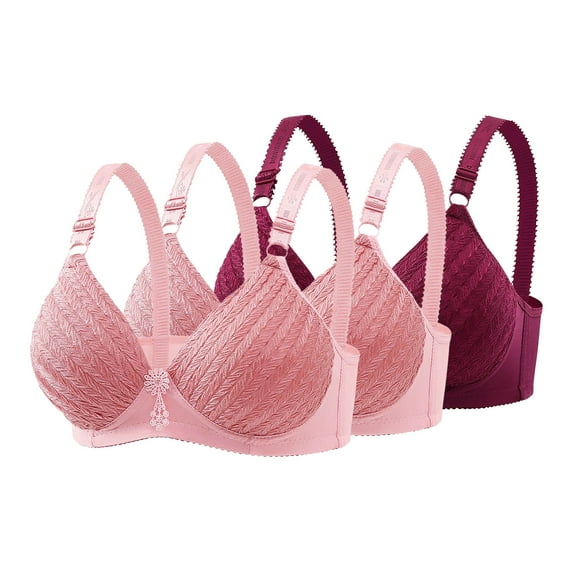 HomeDM 3 Pack Wireless Bras for Women Seamless Comfy Bralettes Lightly Lined Full Coverage Comfort T-Shirt Bras, 36B-C
