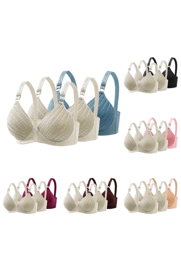 HomeDM 3 Pack Wireless Bras for Women Seamless Comfy Bralettes Lightly Lined Full Coverage Comfort T-Shirt Bras, 36B-C