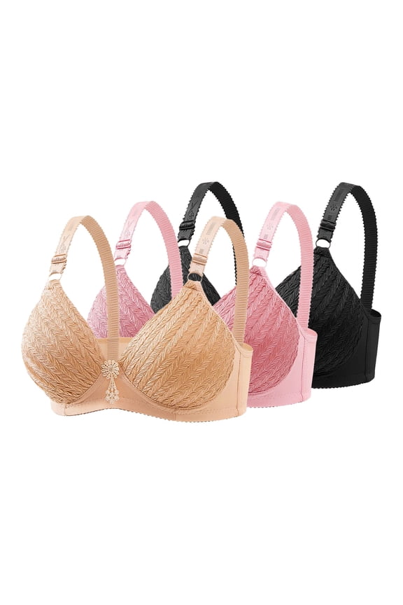 HomeDM 3 Pack Wireless Bras for Women Seamless Comfy Bralettes Lightly Lined Full Coverage Comfort T-Shirt Bras, 36B-C
