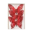 thumbnail image 1 of HomeDM 3Pcs Butterfly Christmas Ornaments Artificial Glitter Butterflies Ornaments for Christmas Tree Wreath Birthday Wedding Party Decorations Red, 1 of 6