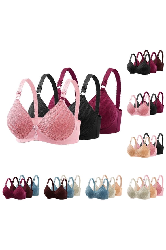 HomeDM 3Pcs Wireless Bras for Women No Underwire T-Shirt Bras Full Coverage Comfort Support Lightly Lined Seamless Bralettes, 36B-C