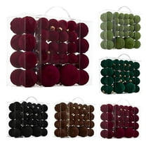 HomeDM 46PCS Velvet Christmas Balls Ornaments Wine Flocked Balls Christmas Tree Decorations Shatterproof Hanging Pendant for Xmas Tree Holiday Home Decor
