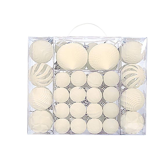 HomeDM 48PCS Velvet Christmas Balls Ornaments White Flocked Balls Christmas Tree Decorations Shatterproof Hanging Pendant for Xmas Tree Holiday Home Decor