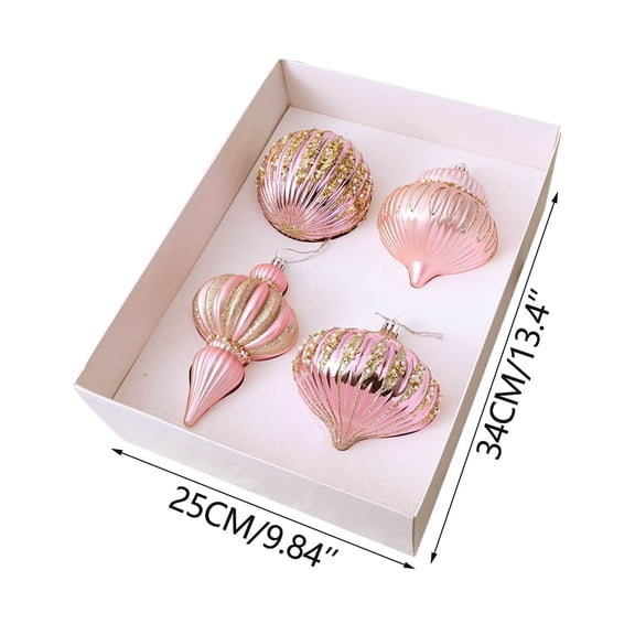 HomeDM 4Pcs Christmas Balls Ornaments - Shatterproof Christmas Tree Ornaments Plastic Hanging Balls for Holiday Wedding Party Decoration