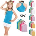 thumbnail image 1 of HomeDM 5 Pack Girls Tank Tops Kids Girls Scoop Neck Undershirts Sleeveless Soft Cotton Racerback Crop Dance Tank Tops for Gymnastics Ballet, 1 of 9