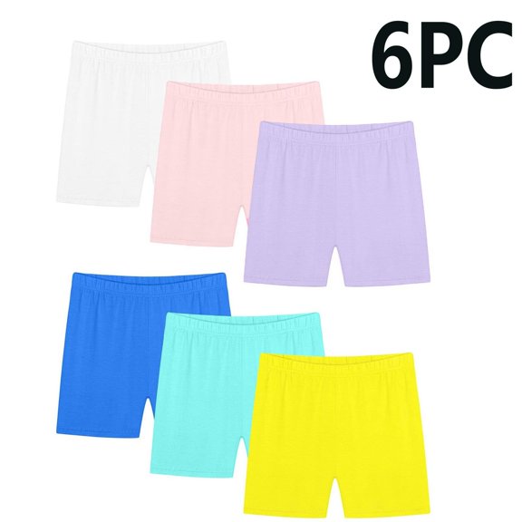 HomeDM 6 Pack Girls Bike Shorts Toddler Biker Under Dress Dance Multi-Color Kids Shorts Girls Clothes, Sizes 2-14 Years