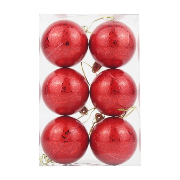 HomeDM 6PCS Red Christmas Balls Ornaments 6cm/2.36" Christmas Tree Hanging Pendants Shatterproof Plastic Xmas Ornaments for Xmas Tree Christmas Party Fireplace Wall Home Decorations