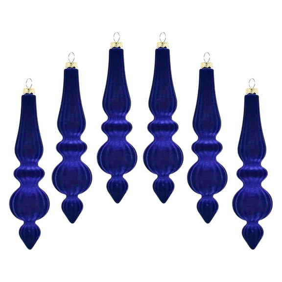HomeDM 6PCS Velvet Christmas Balls Ornaments Blue Flocked Balls Christmas Tree Decorations 6.69" Shatterproof Hanging Pendant for Xmas Tree Holiday Home Decor