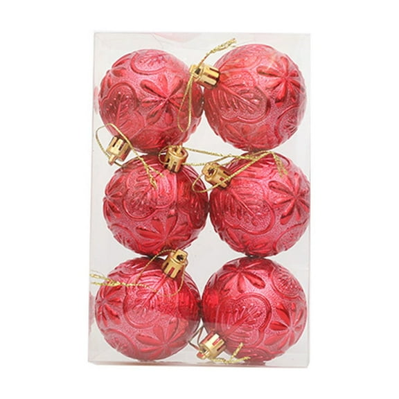 HomeDM 6Pcs Christmas Balls Red 6cm/2.36" Hanging Xmas Balls Ornaments Shatterproof Plastic Pendant for Christmas Tree Garland Decorative Balls Wedding Holiday Party Home Decor
