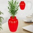 thumbnail image 1 of HomeDM 9.4"H Red Plastic Flower Vase, Unbreakable Ceramic-Look Decorative Vase for Lavender Flowers for Home Living Room Dining Wedding Bouquet Decor, 1 of 7