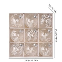 HomeDM 9Pcs Christmas Ball Ornaments Shatterproof Plastic Clear White Christmas Tree Hanging Pendant 8cm/3.15" Xmas Holiday Wedding Party Home Decor