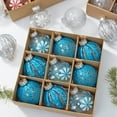 thumbnail image 1 of HomeDM 9Pcs Christmas Balls Ornaments - Blue Shatterproof Christmas Tree Ornaments Plastic Hanging Balls for Holiday Wedding Party Decoration, 1 of 2