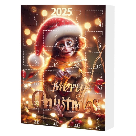 HomeDM Advent Calendar for Christmas 24 Days of Surprise Christmas Countdown Calendar with Xmas Cute Monkey Ornaments for Christmas Party Decor Holiday Christmas Gifts