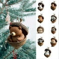 thumbnail image 1 of HomeDM Animal Acorn Christmas Ornaments, 2D Flat Acrylic Forest Animal for Christmas Tree Hanging Pendant Holiday Decor Xmas Party Decorations Gifts for Family Friends 8cm/3.15", 1 of 2
