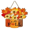 thumbnail image 1 of HomeDM Artificial Autumn Wreath Decorations Front Door with Maple Leaf,Harvest Front Door Wreath,Halloween Wreath Outdoor Ornaments for Home Bedroom Wall Party and Thanksgiving, 1 of 7