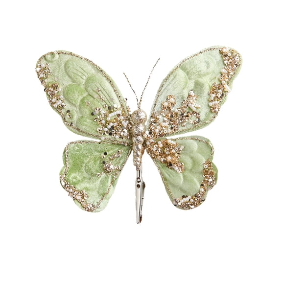 HomeDM Artificial Butterfly Christmas Tree Decorations Faux Butterfly Ornaments with Clip for Xmas Party Wreath Garland Decor Artificial Butterfly Decorations Holiday Crafts