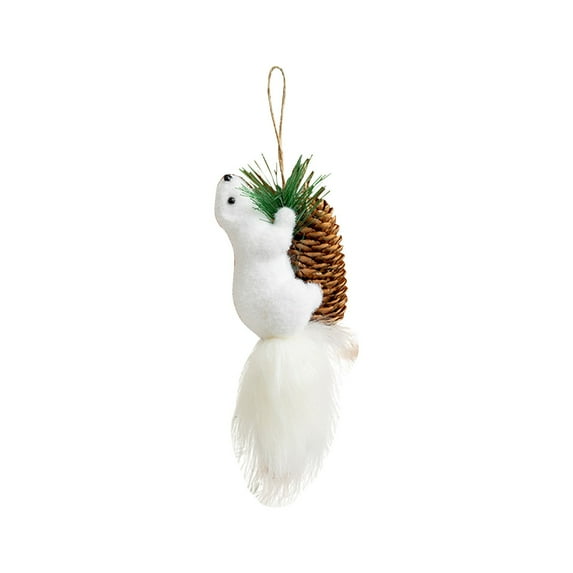 HomeDM Artificial Christmas Squirrel Figurines Faux Fur Plush Animal Christmas Ornaments Plastic Squirrel Xmas Hanging Pendant for Christmas Tree Decorations Thanksgiving Christmas Ornaments