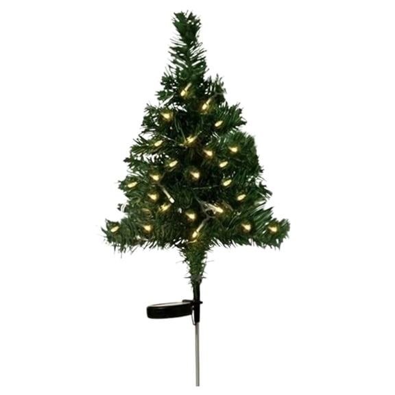 HomeDM Artificial Christmas Tree Solar Powered Xmas Tree with LED Lights 80cm/31.5" Christmas Yard Stake Waterproof Solar Lights Xmas Tree for Pathway Porch Decor Green