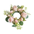 thumbnail image 1 of HomeDM Artificial Flower Candle Rings Wreaths for Valentine's Day Table Centerpieces Faux Green Leaves Garland for Pillar Wedding Christmas Party Decor, 1 of 6