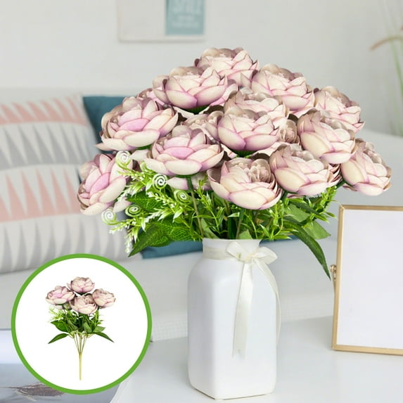 HomeDM Artificial Flowers, Fake Peonies Rose Flower Faux Flowers Bouquet for Table Centerpieces Decoration, Spring Flowers for Wedding Party Home Decor