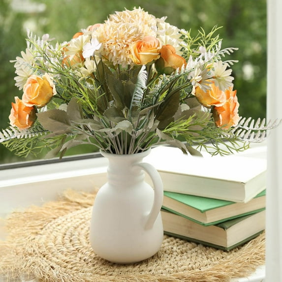 HomeDM Artificial Flowers for Indoor Outdoor, Fake Flowers for Living Room Bathroom, Artificial Plants for Planters Window Box Patio Porch Garden Yard Paty Decorations