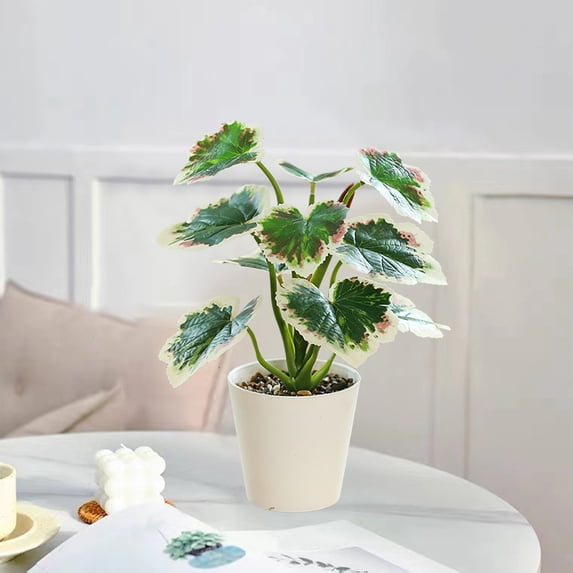 HomeDM Artificial Flowers in Vase, Mini Faux Pot Flower for Home Bathroom Table Living Room Office Kitchen Decor Small Fake Colorful Greenery Tabletop Decoration