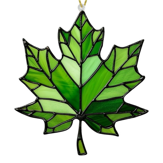 HomeDM Artificial Maple Leaf Ornaments for Christmas Tree Window Decor 2D Acrylic Maple Leaves Hanging Pendant 3.9" Fall Leaf Wall Ornament for Thanksgiving Party Decorations Gifts