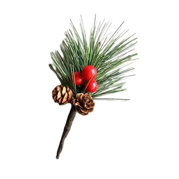 HomeDM Artificial Pine Branches Small Red Berries Stems Faux Pine Picks with Pinecones for Crafts Christmas Tree Garland Wreath Xmas Floral Picks for Gift Wrapping Christmas Holiday Decor