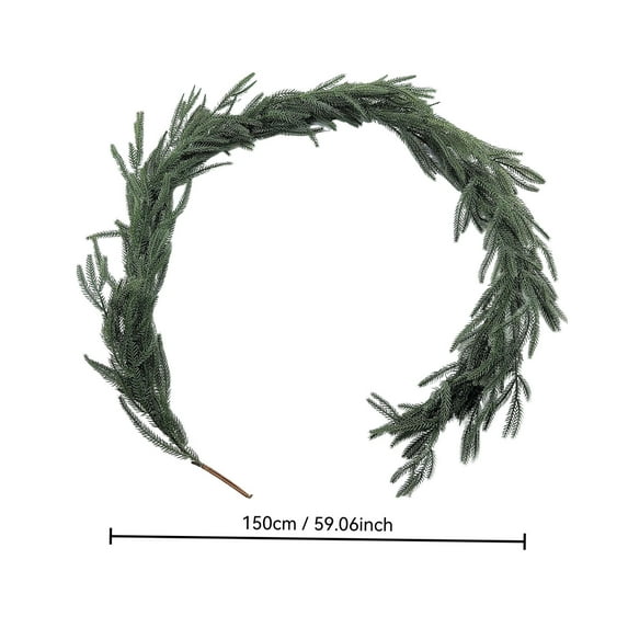 HomeDM Artificial Pine Garland Christmas Decorations Green 150cm/59" Faux Xmas Greenery Garland Winter Pine Garland Hanging Vines for Fireplace Table Window Wedding Party Decor