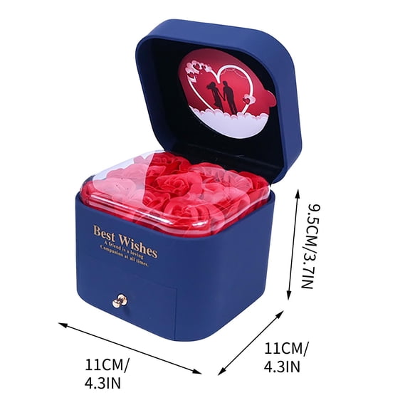 HomeDM Artificial Rose Flowers Ring Box, Romantic Gifts Jewelry Box for Display, Necklace Gift Box for Valentine's Day Proposal Ring Wedding