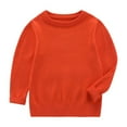 thumbnail image 1 of HomeDM Baby Girl Boy Crewneck Sweaters Unisex Kids Long Sleeve Solid Color Cute Pullover Jumper Shirts Fall Winter Warm Knit Sweater Blouse, Orange Size 7-8 Years, 1 of 6