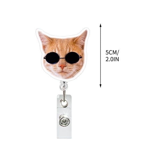 HomeDM Badge Reels Retractable Badge Holder for Hanging Cards Key Chains 2D Flat Acrylic Cartoon Cute Cat ID Name Card Holder for Work Office