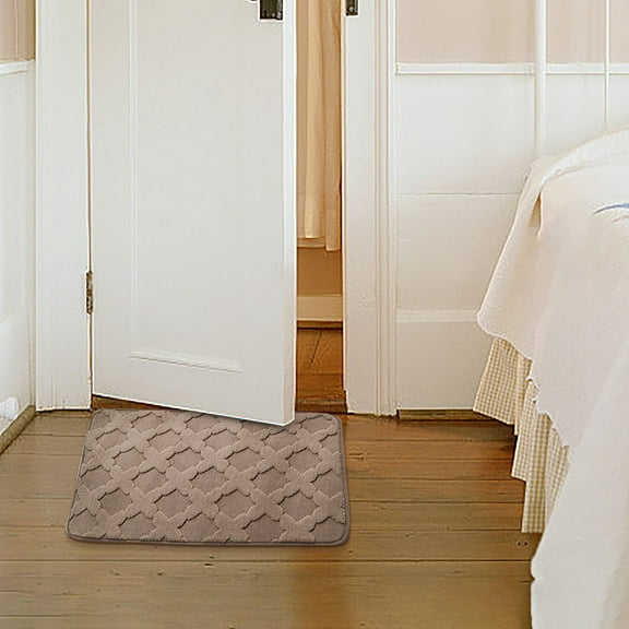 HomeDM Bath Mat Super Absorbent Bathroom Rugs Anti-slip Quick Dry Bath Rug Fits Under Door Washable Bath Rugs for Bathroom Shower Room in Front of Bathtub Sink