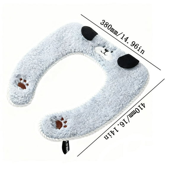HomeDM Bathroom Toilet Seat Cover Pads, Washable Toilet Covers Soft Comfortable Warm Toilet Seat Cushion Cover Easy Installation Toilet Lid Seat Cover Blue