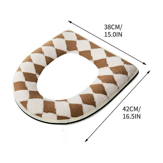 HomeDM Bathroom Toilet Seat Cover Pads, Washable Toilet Covers Soft Comfortable Warm Toilet Seat Cushion Cover Easy Installation Toilet Lid Seat Cover Brown