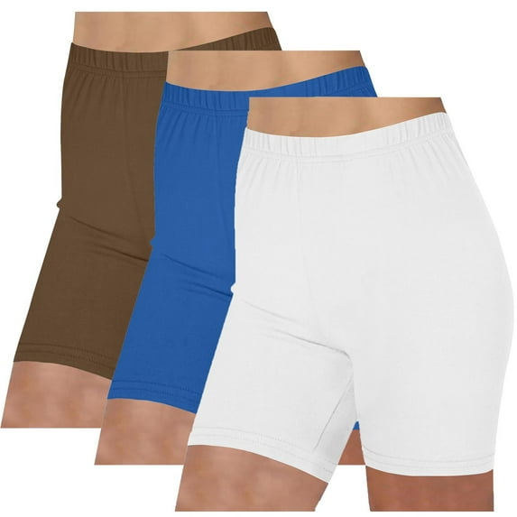 HomeDM Biker Shorts for Women - 3 Pack High Waisted Athletic Yoga Shorts Solid Color Shorts for Women Walking Athletic Workout