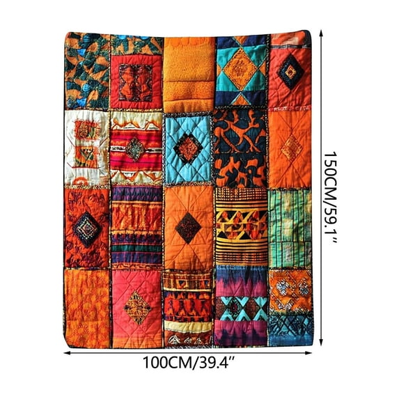 HomeDM Boho Blanket, Soft Throw Blanket Gift for Women Men, Vintage Patchwork Blanket for Bedding Bedroom Living Rooms Sofa Full Season Use, 39.4"x59"