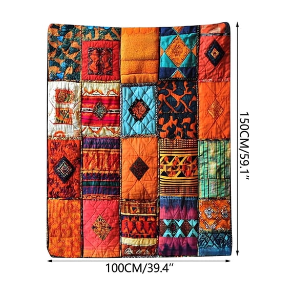 HomeDM Boho Blanket, Soft Throw Blanket Gift for Women Men, Vintage Patchwork Blanket for Bedding Bedroom Living Rooms Sofa Full Season Use, 39.4"x59"