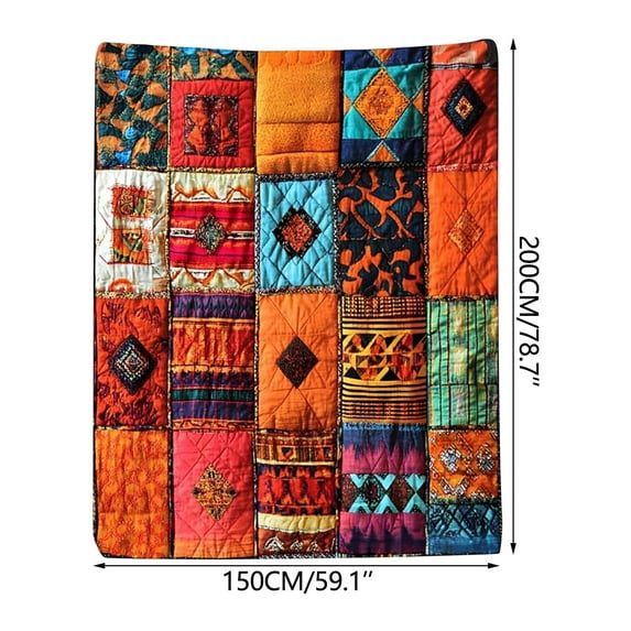 HomeDM Boho Blanket, Soft Throw Blanket Gift for Women Men, Vintage Patchwork Blanket for Bedding Bedroom Living Rooms Sofa Full Season Use, 59"x78.7"