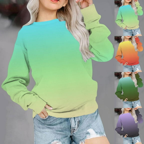 HomeDM Boys Girls Crewneck Sweatshirts Toddler Baby Sweatshirt Gradient Color Soft Long Sleeve Pullover Tshirts