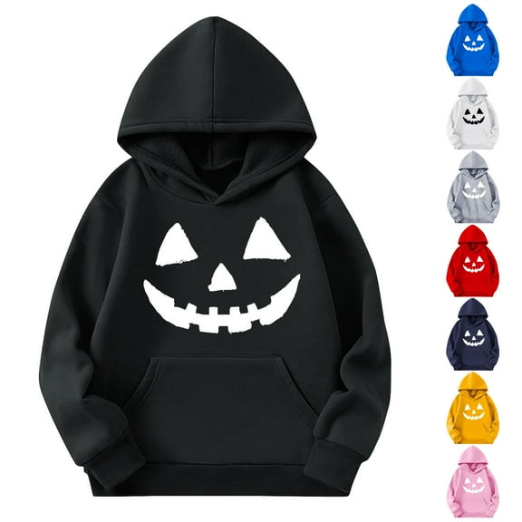 HomeDM Boys Girls Hoodie Unisex Kids Sweatshirt Pullover with Hood Long Sleeve Graphic Hooded Sweatshirt Tops with Pocket - Black/5-6 Years