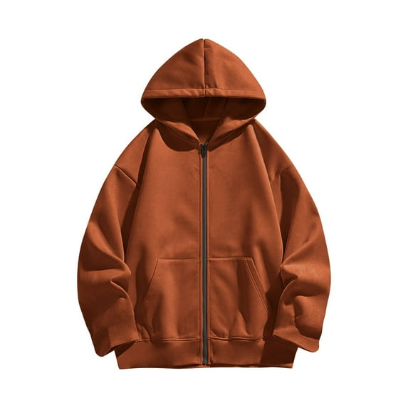 HomeDM Boys Girls Hoodies Solid Color Long Sleeve Pockets Hooded Full-Zip Sweatshirts Tops Fall Winter Clothes