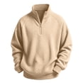 thumbnail image 1 of HomeDM Boys Quarter Zip Sweatshirts Long Sleeve Mock Neck Pullover Tops Waffle Knit Solid Color, 1 of 9