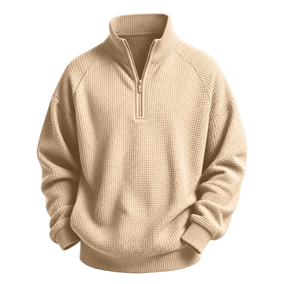 HomeDM Boys Quarter Zip Sweatshirts Long Sleeve Mock Neck Pullover Tops Waffle Knit Solid Color