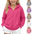 thumbnail image 1 of HomeDM Boys and Girls Long Sleeve Sweatshirts with Pockets Zip-Up Hoodies Solid Color Unisex, 1 of 10