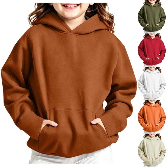 HomeDM Boys and Girls Sweatshirts Long Sleeve Pullover Hoodies with Pockets Solid Color