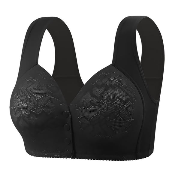 HomeDM Bras for Women No Underwire Comfortable Full Coverage Front Closure Bralettes Wireless Everyday Bras, Black, 38