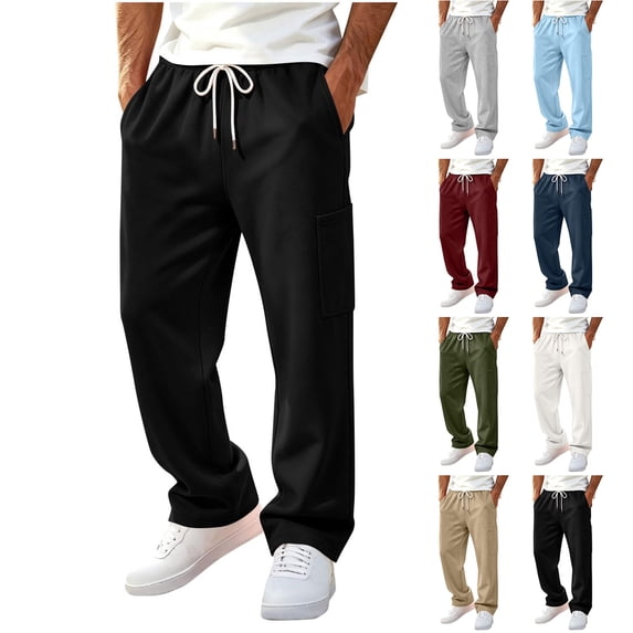 HomeDM Men's Wide Leg Sweatpants Drawstring Open Bottom Joggers with Pockets Casual Athletic Pants for Gym Workout